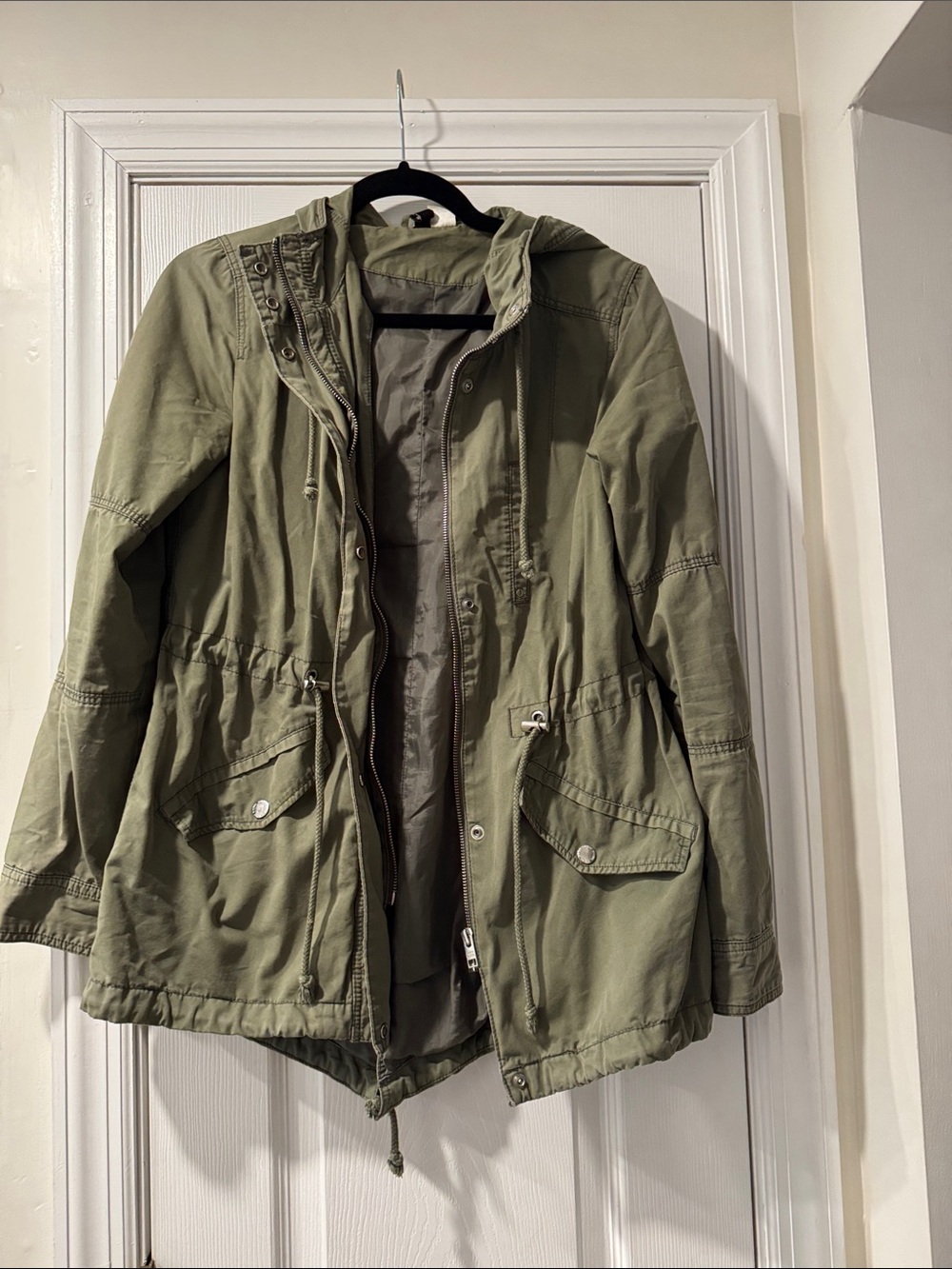 Olive Green Hooded Anorak Jacket